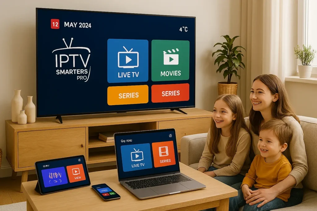 Interface IPTV Smarters Pro avec différents écrans – Code IPTV Smarters Pro Gratuit 2024