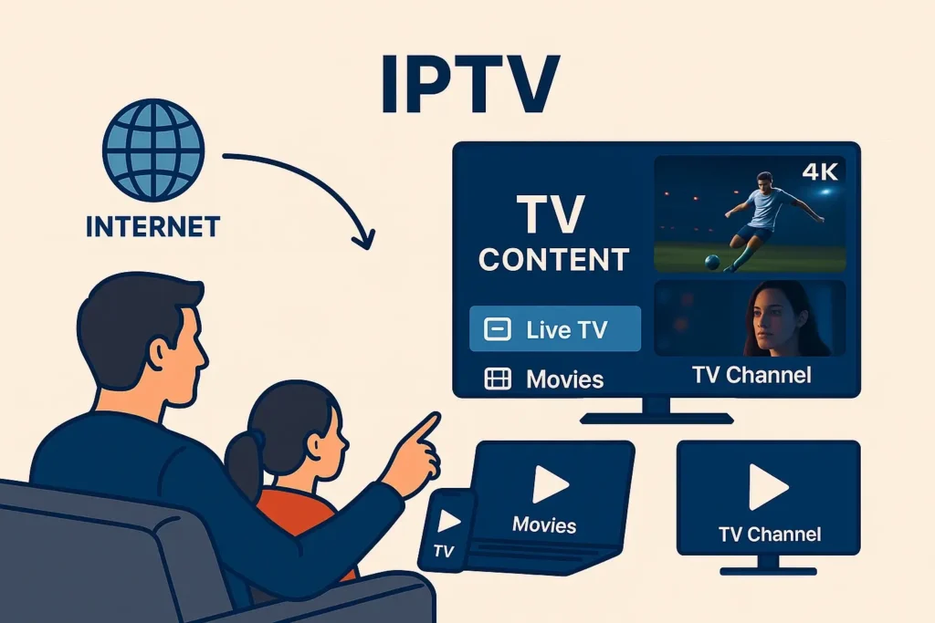 Schéma de fonctionnement d’un abonnement ip-tv sur plusieurs appareils