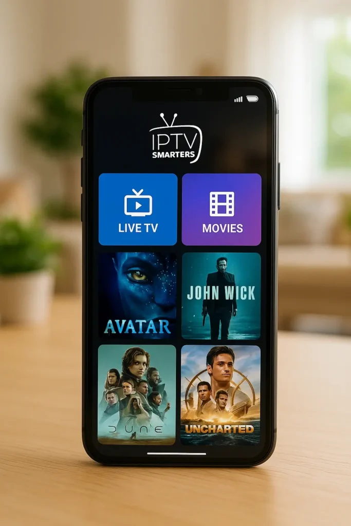 Interface mobile de l’application IPTV Smarters – iptv smarters apk download sur Android