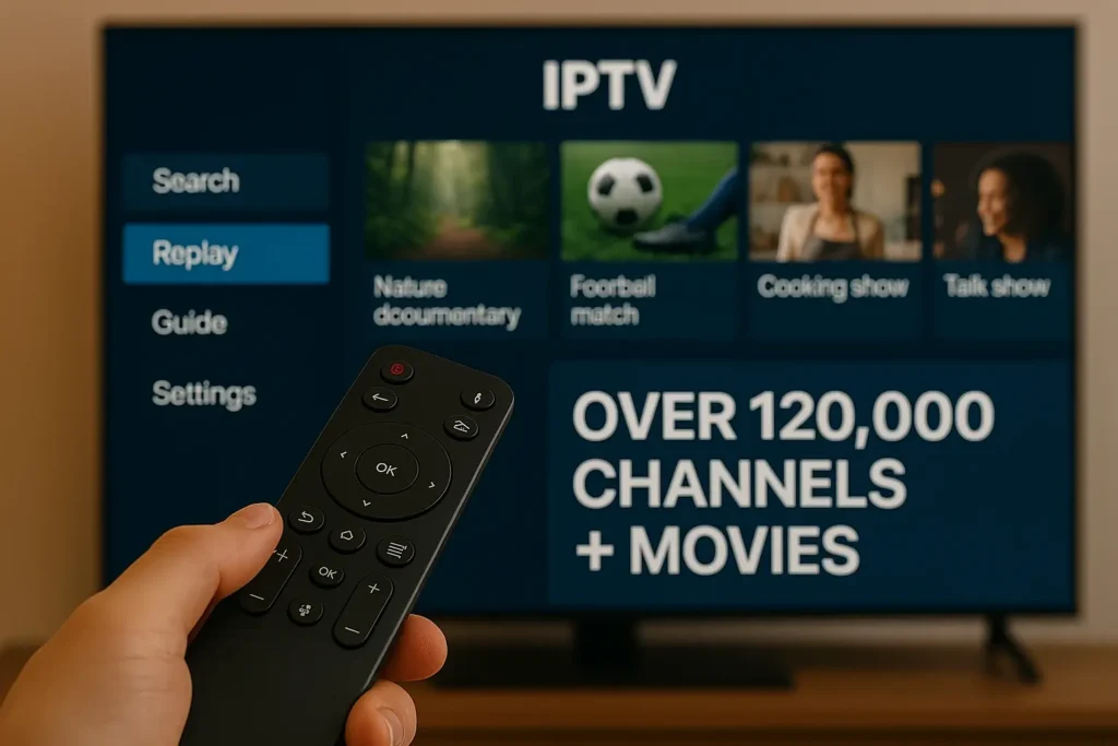 Fonctionnalité replay iptv affichée sur écran TV via iptv dragon
