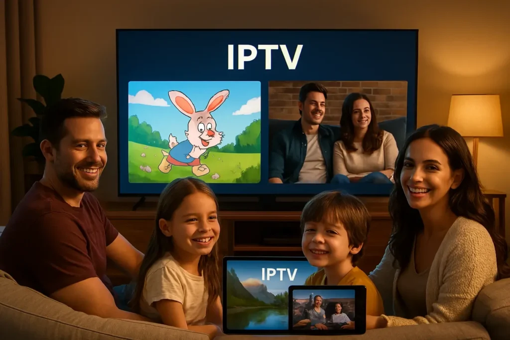 Utilisation familiale de l’IPTV sur Smart TV avec contenus adaptés à tous les âges