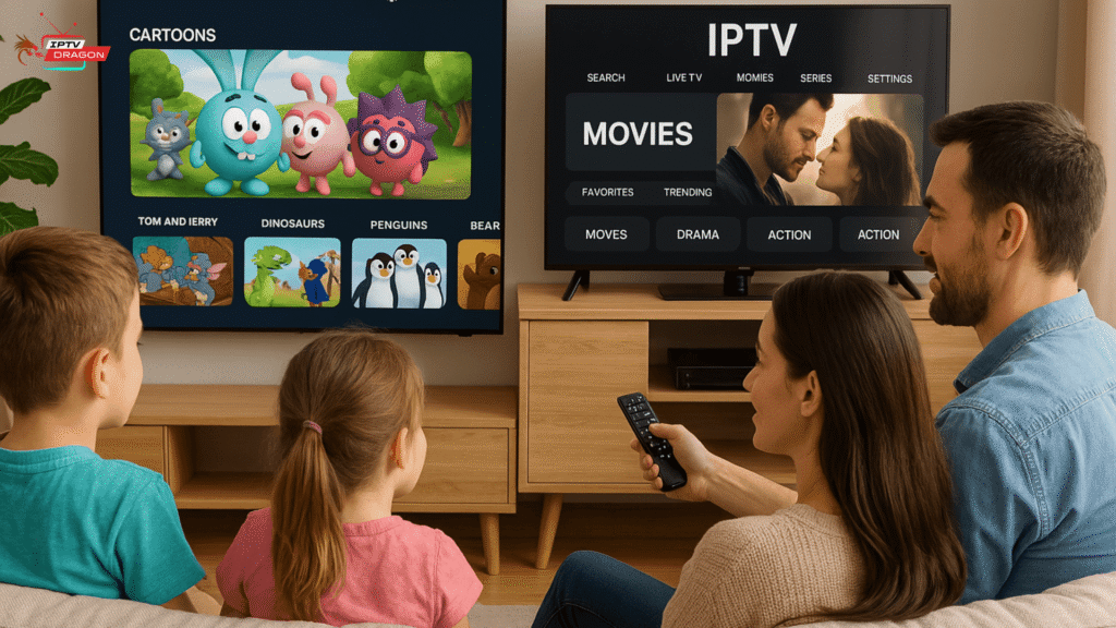 Abonnement IPTV adapté multi-écrans pour toute la famille avec contrôle parental et chaînes enfants

