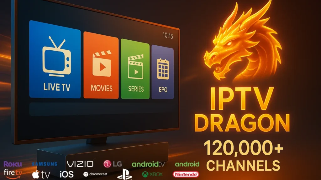 abonnement IPTV DRAGON avec plus de 120 000 chaînes TV et VOD ultra HD

