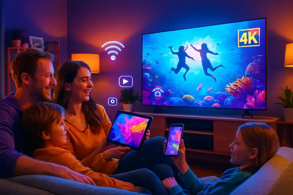 vipiptv 2026 famille européenne regardant télévision 4K-UHD abonnement iptv vip qualité premium
