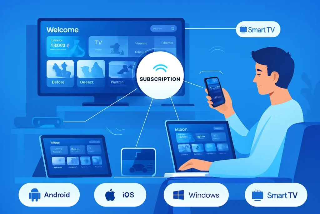 abonnement iptv vip multi-appareils compatibilité smartphone tablette smart tv ordinateur