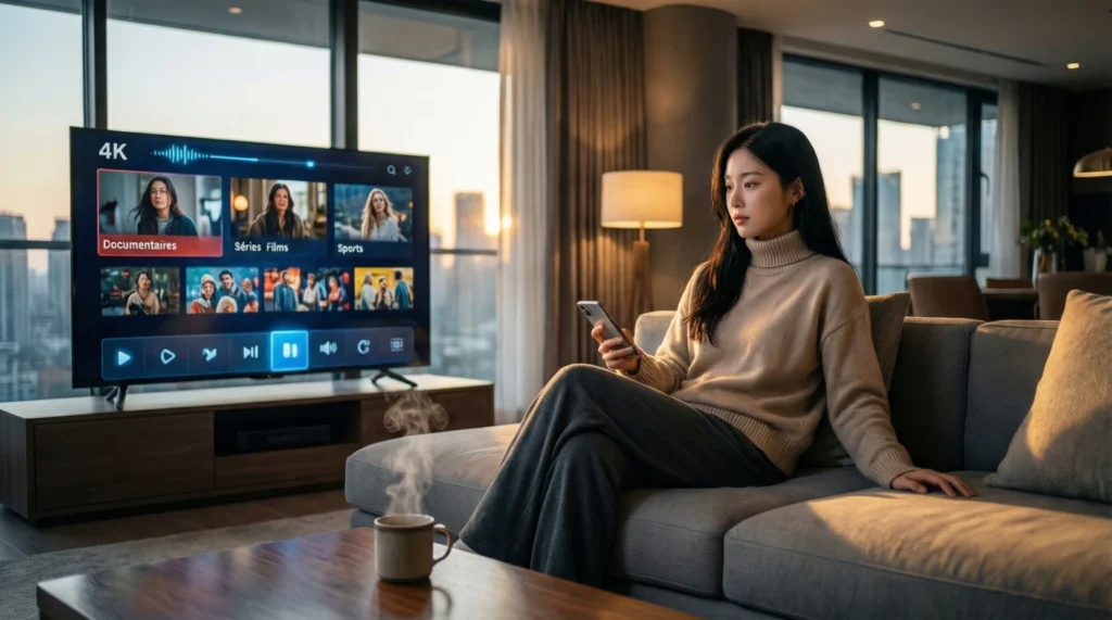 Abonnements IPTV OTT 2026 montrant streaming 4K sur TV et smartphone, solution fiable et premium pour tous les utilisateurs.