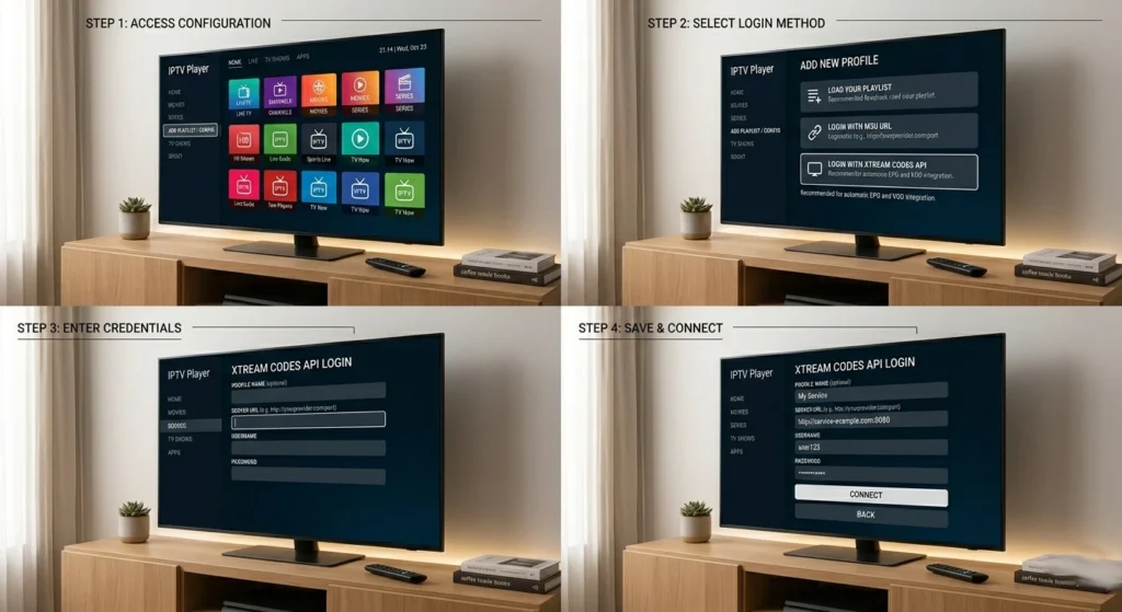 Configuration d'IPTV DRAGON sur TiViMate avec Xtream Codes après installation via code downloader iptv gratuit 2025 sur Firestick